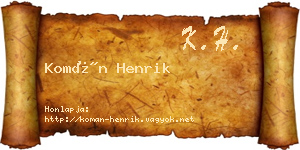 Komán Henrik névjegykártya
