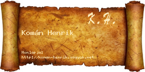 Komán Henrik névjegykártya